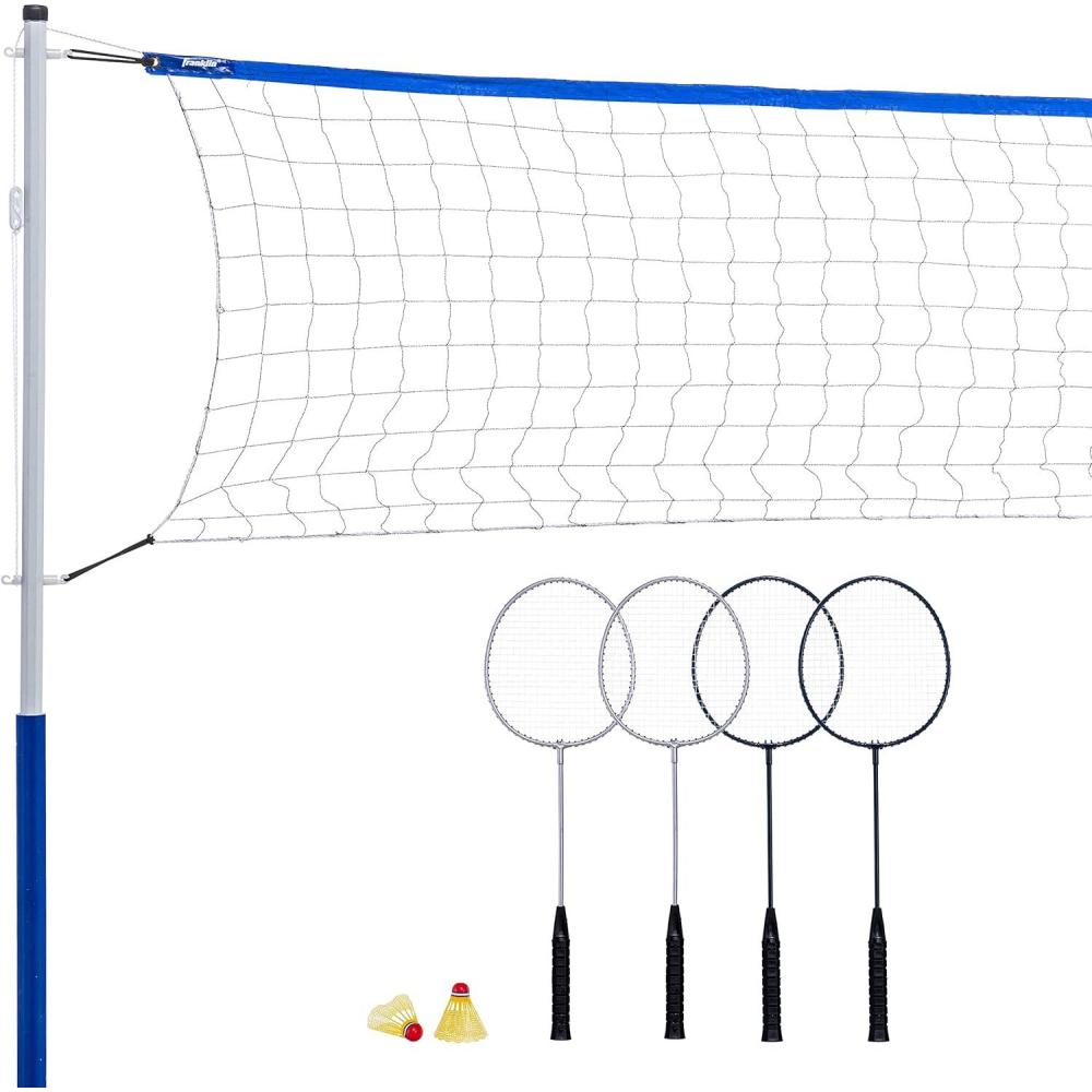 imageFranklin Sports Badminton Set Complete Badminton Set with Net Rackets Birdies Kids Adults Outdoor Game Set Portable Badminton Set 4 PlayersRecreational