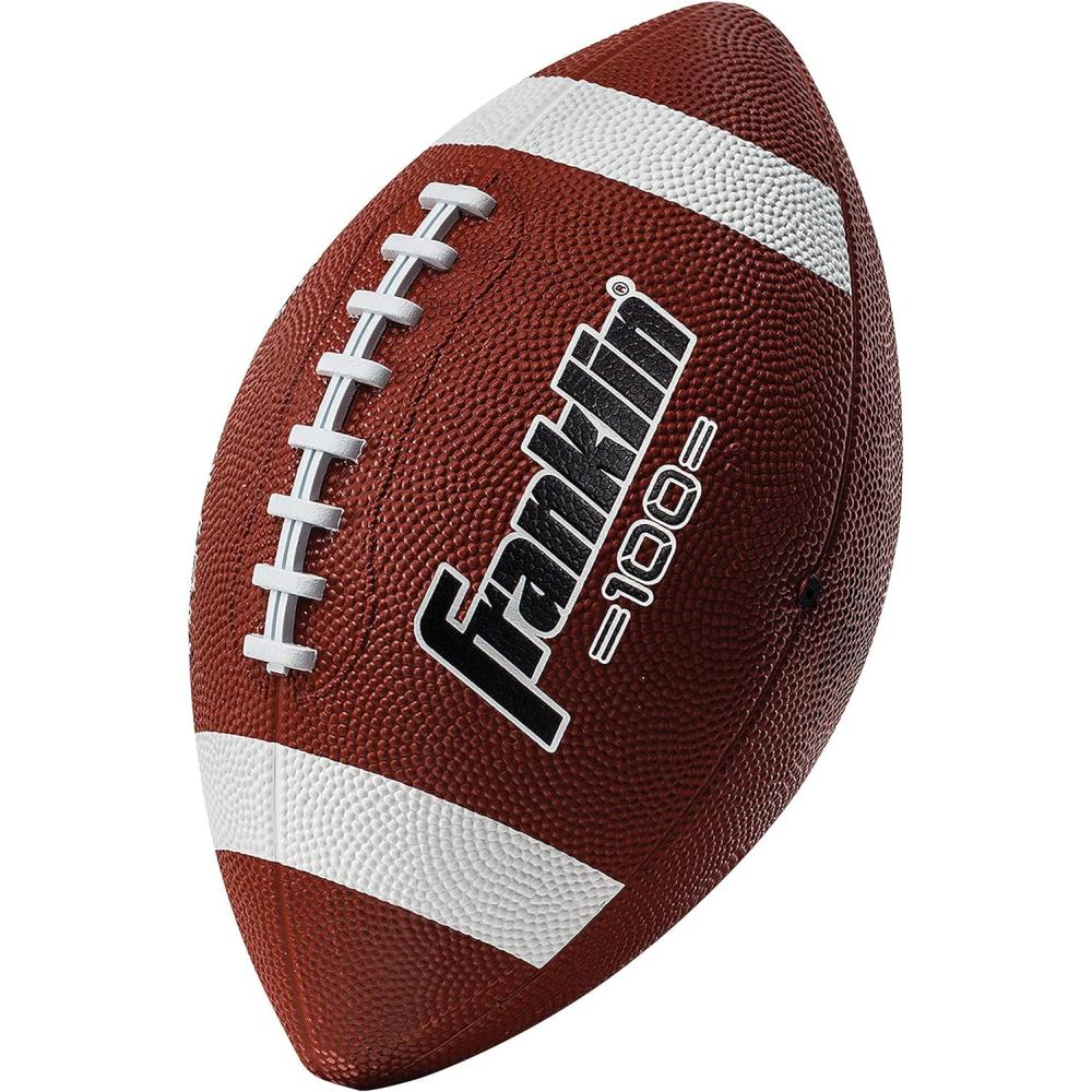 imageFranklin Sports Kids Junior GripRite Youth Junior Size Rubber Footballs  Peewee Kids Durable Outdoor Footballs  Single ampamp Bulk Packs AvailableBrownWhite
