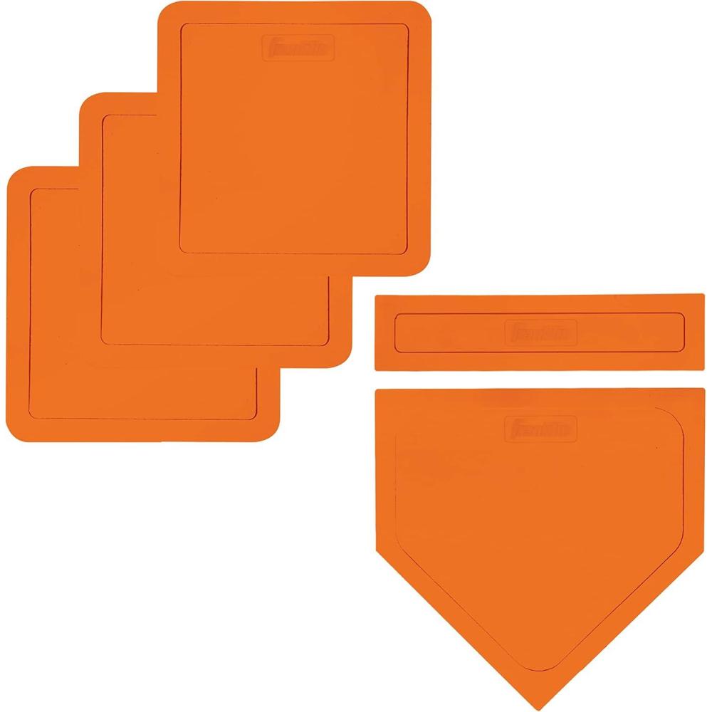 imageFranklin Sports MLB Throw Down Baseball Bases with Home Plate  Pitchers Rubber  Backyard Rubber Base Set Perfect for Baseball Teeball  KickballOrange