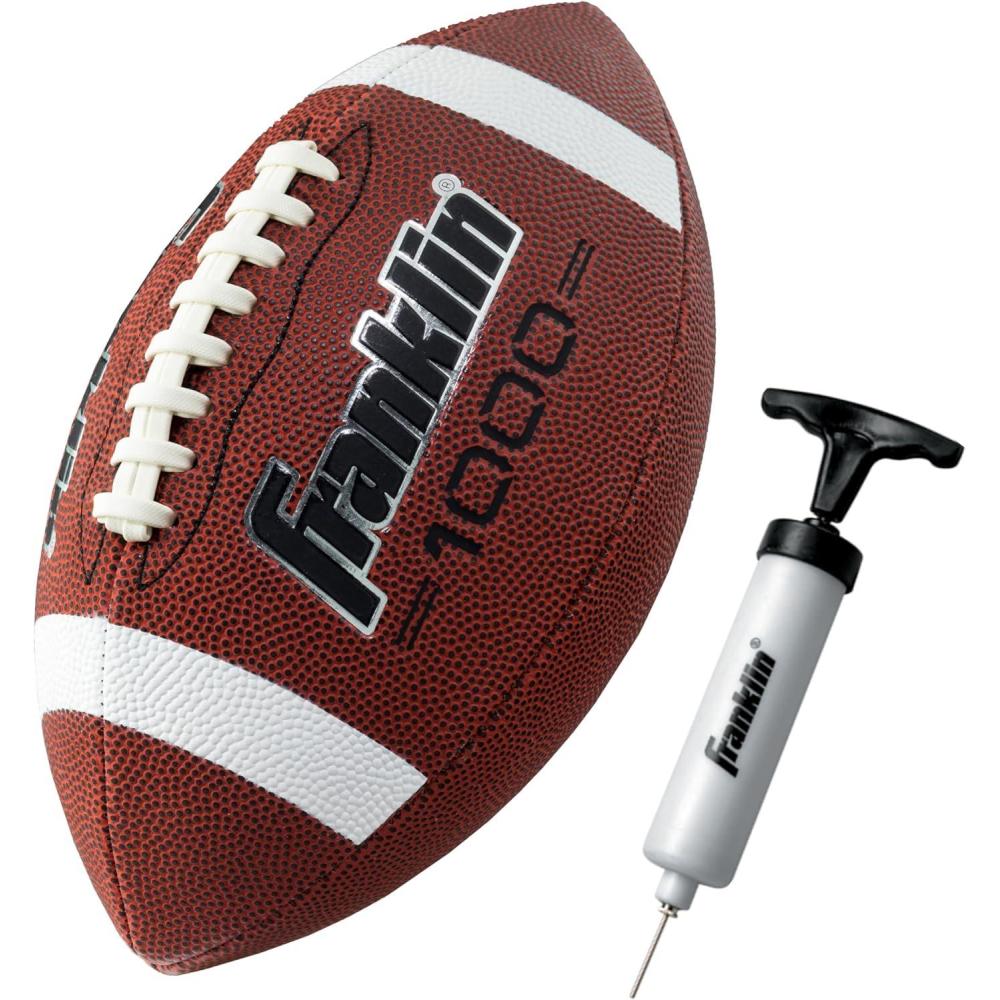 imageFranklin Sports Youth  Adult Footballs  Extra Grip 1000 Official Size Junior  Pee Wee Kids  1  12 PacksBrownWhite