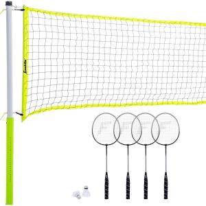 Franklin Sports Badminton Set – Complete Badminton Set with Net, Rackets + Birdies – Kids + Adults Outdoor Game Set – Portable Badminton Set – 4 Players(Advanced)