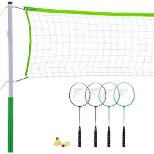 Franklin Sports Badminton Set – Complete Badminton Set with Net, Rackets + Birdies – Kids + Adults Outdoor Game Set – Portable Badminton Set – 4 Players(Intermediate)