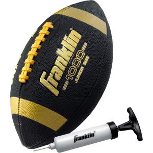 Franklin Sports Youth + Adult Footballs – Extra Grip 1000 Official Size, Junior + Pee Wee Kids – 1 + 12 Packs(Black/Gold)