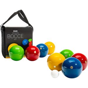 Franklin Sports Bocce Ball Set — 8 Wooden Bocce Balls and 1 Pallino — Beach, Backyard Lawn or Outdoor Party Game – Made in Italy(100mm)