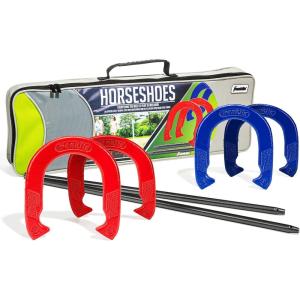 Franklin Sports Horseshoes Set – Metal Horseshoe Game Set for Adults + Kids – Official Weight Steel Construction – Beach + Lawn Outdoor Game – Recreational(Intermediate)