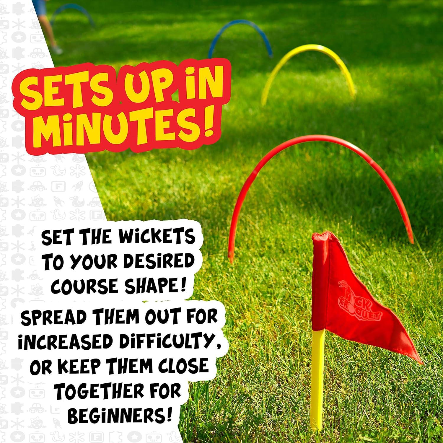 imageFranklin Kick Croquet Game Set Perfect for Kids and Adults Combines Soccer and Croquet Great for Outdoor Play