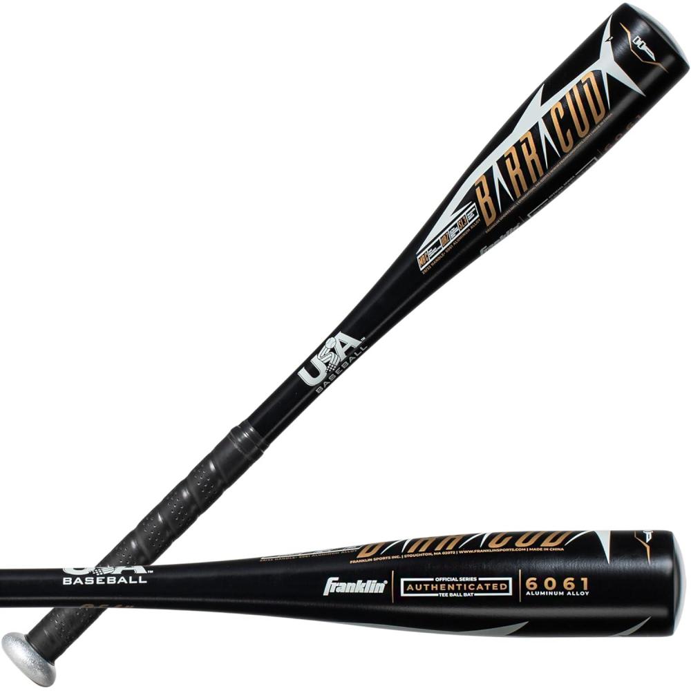 imageFranklin Sports Kids Teeball Bat  Venom  Barracuda Aluminum  Composite  USA Baseball Certified for Boys  Girls  Youth Metal Bat  Drop 10 to 13Black 258 Barrel