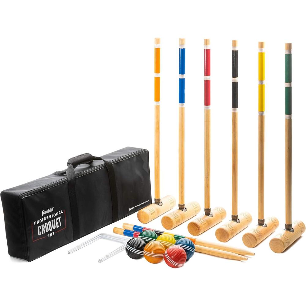 imageFranklin Sports Portable Backyard Croquet Sets  Complete 4  6 Player Croquet Sets with Mallets Croquet Balls  Wickets Included  Outdoor Family Lawn Game SetsProfessional