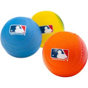 Franklin Sports Foam Baseballs – Soft Foam Practice Baseballs for Kids – Perfect for Hitting and Indoor or Outdoor Play – 3 Pack – Official MLB Licensed Product(Orange/Yellow/Blue)