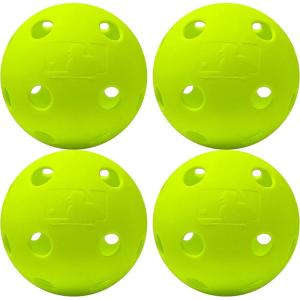 Franklin Sports Indestruct-A-Ball Plastic Batting Practice Baseballs, Softballs + Golf Balls – Training Packs(Yellow (Pack of 4))