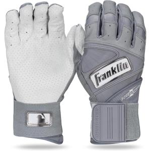 Franklin Sports MLB Batting Gloves – Infinite Powerstrap Baseball + Softball Long Cuff Batting Gloves – Adult + Youth(Grey Hi-Lite)