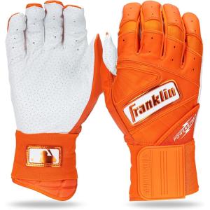 Franklin Sports MLB Batting Gloves – Infinite Powerstrap Baseball + Softball Long Cuff Batting Gloves – Adult + Youth(Orange Hi-Lite)
