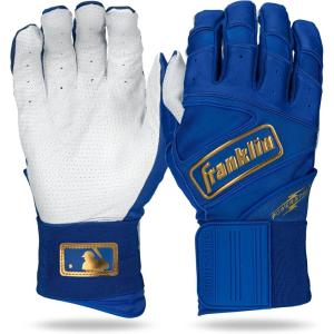 Franklin Sports MLB Batting Gloves – Infinite Powerstrap Baseball + Softball Long Cuff Batting Gloves – Adult + Youth(Royal/Gold)