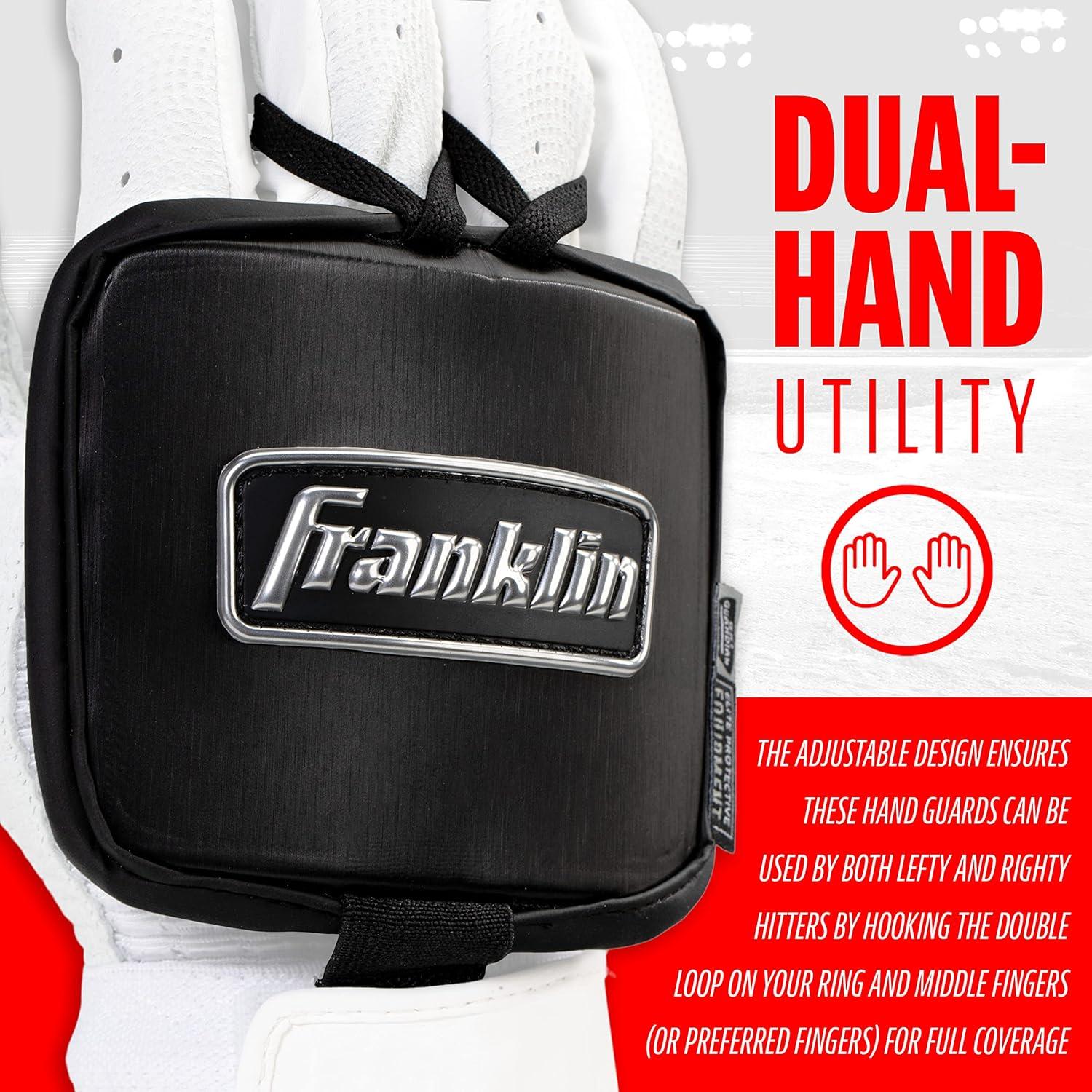 imageFranklin Sports Baseball Hand Guard Adult Protective Hand Shield for Hitting Lefty Righty Hitters Baseball Softball Batting Protector for Adults Black GX1 LT