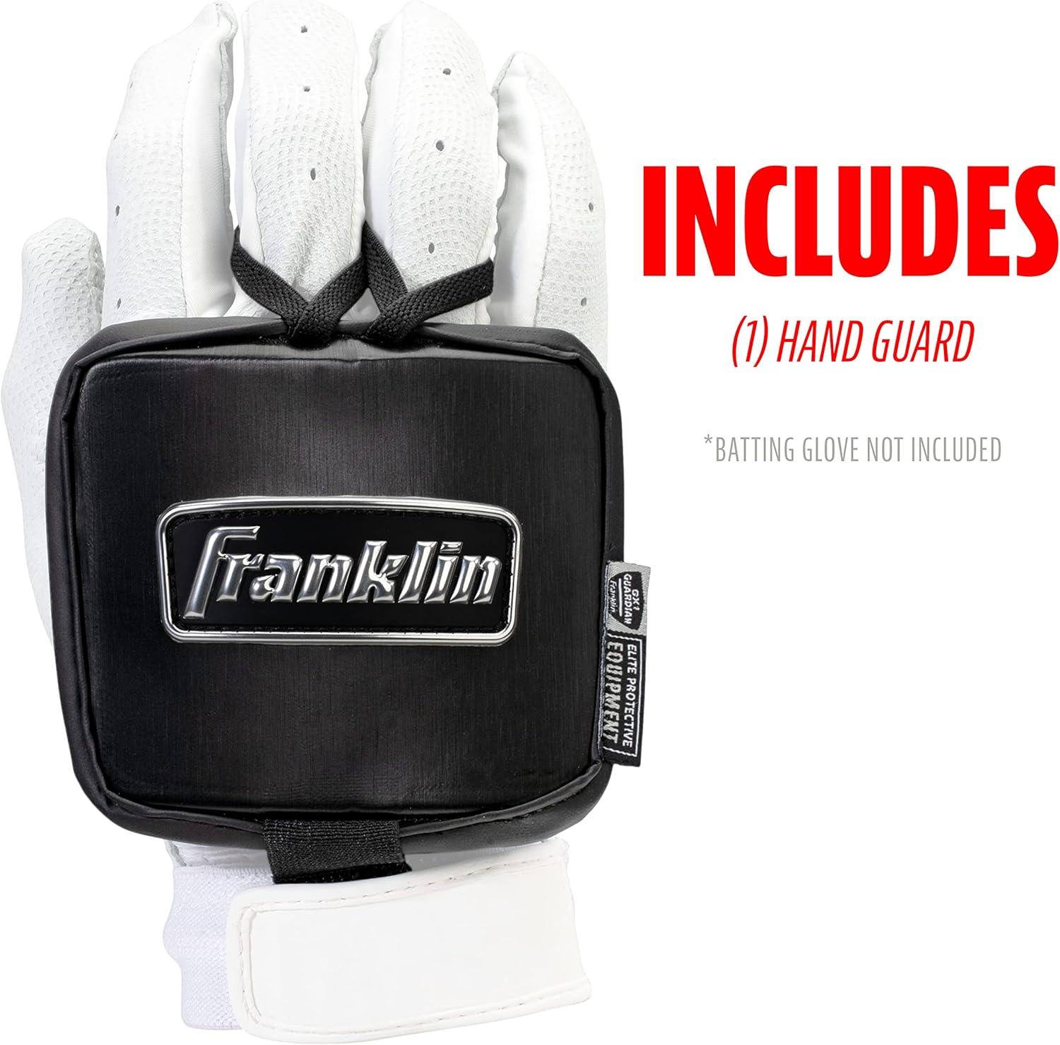 imageFranklin Sports Baseball Hand Guard Adult Protective Hand Shield for Hitting Lefty Righty Hitters Baseball Softball Batting Protector for Adults Black GX1 LT