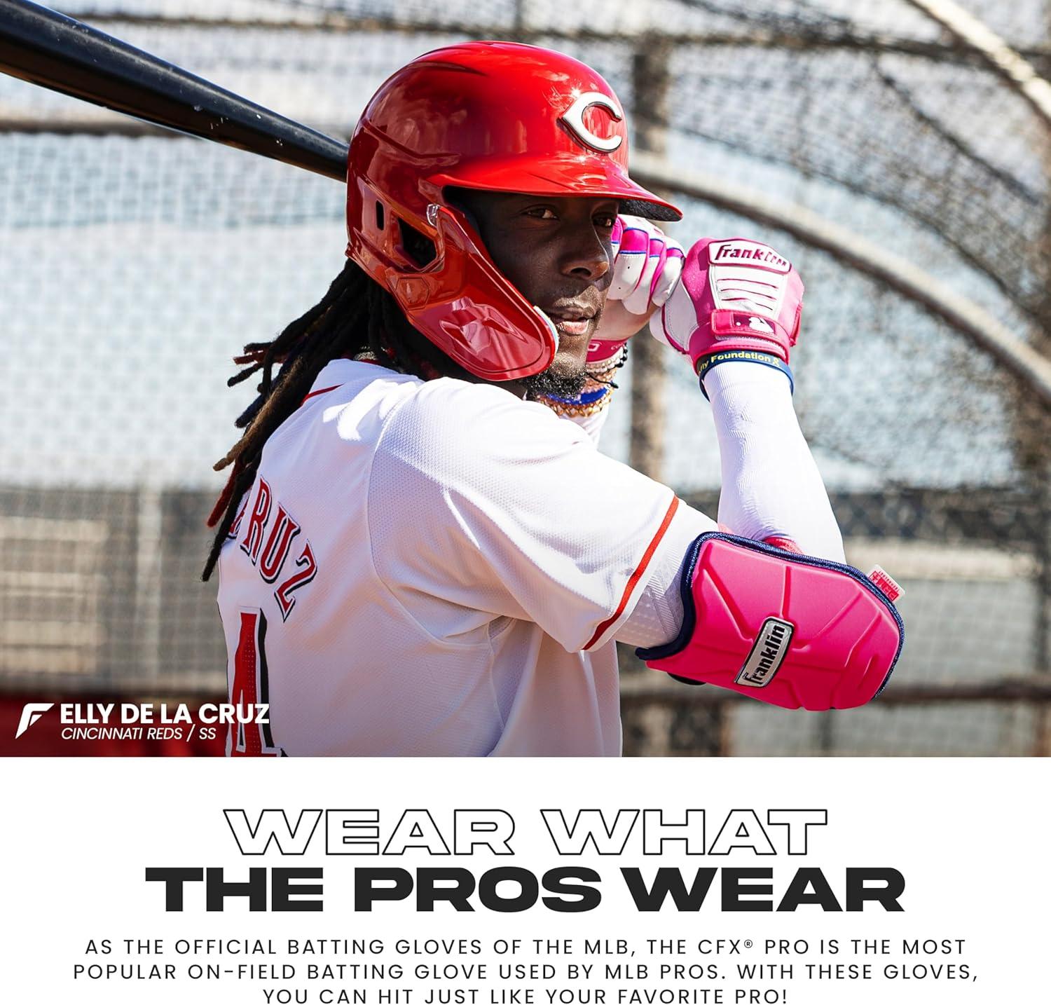 imageFranklin Sports MLB Baseball Batting Gloves  CFX Pro Adult  Youth  Baseball  Softball  Multiple Sizes  ColorsBlackGold