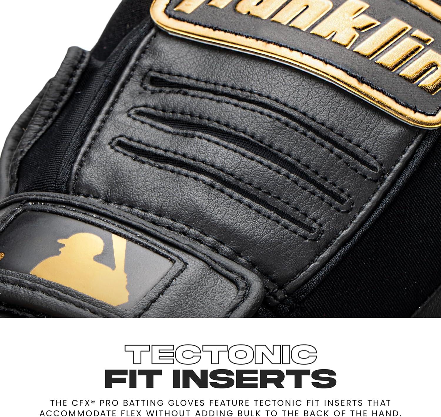 imageFranklin Sports MLB Baseball Batting Gloves  CFX Pro Adult  Youth  Baseball  Softball  Multiple Sizes  ColorsBlackGold