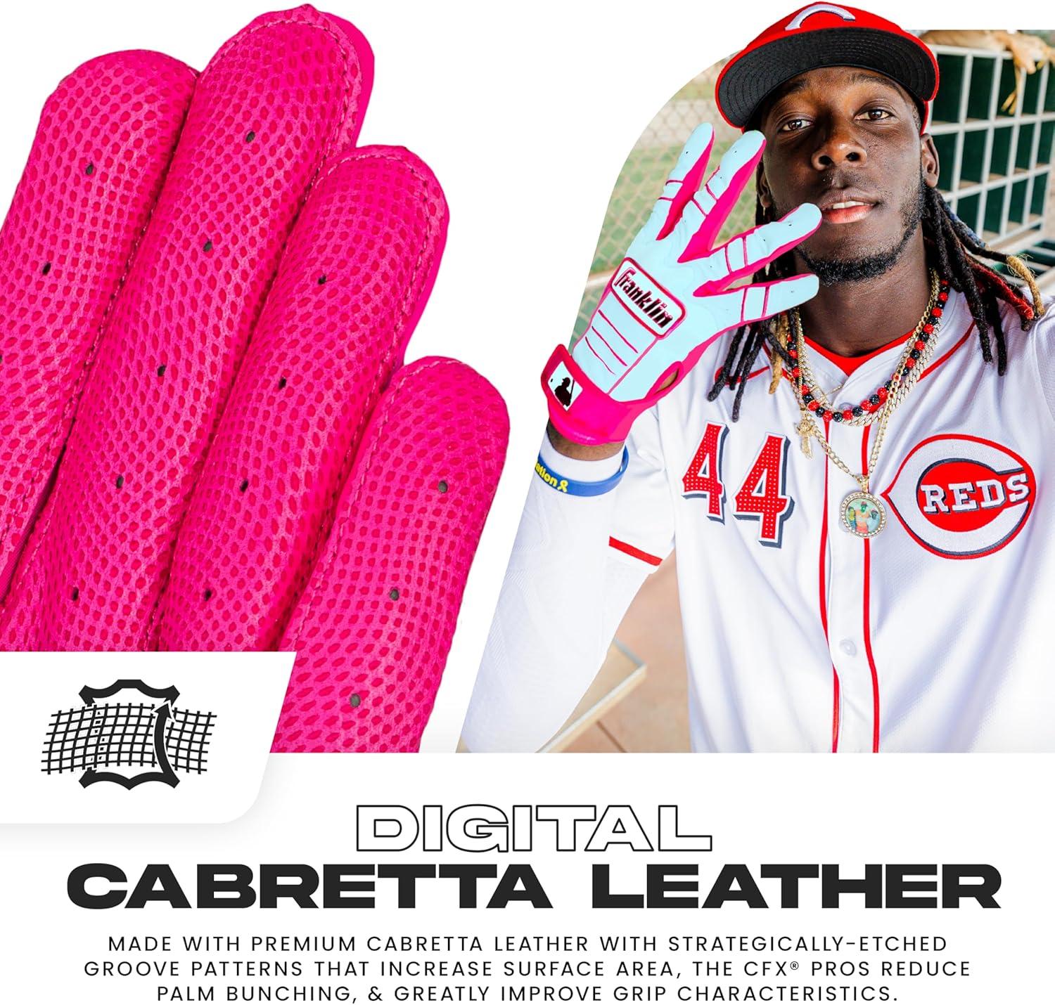 imageFranklin Sports MLB Baseball Batting Gloves  CFX Pro Adult  Youth  Baseball  Softball  Multiple Sizes  ColorsPinkCarolina Blue