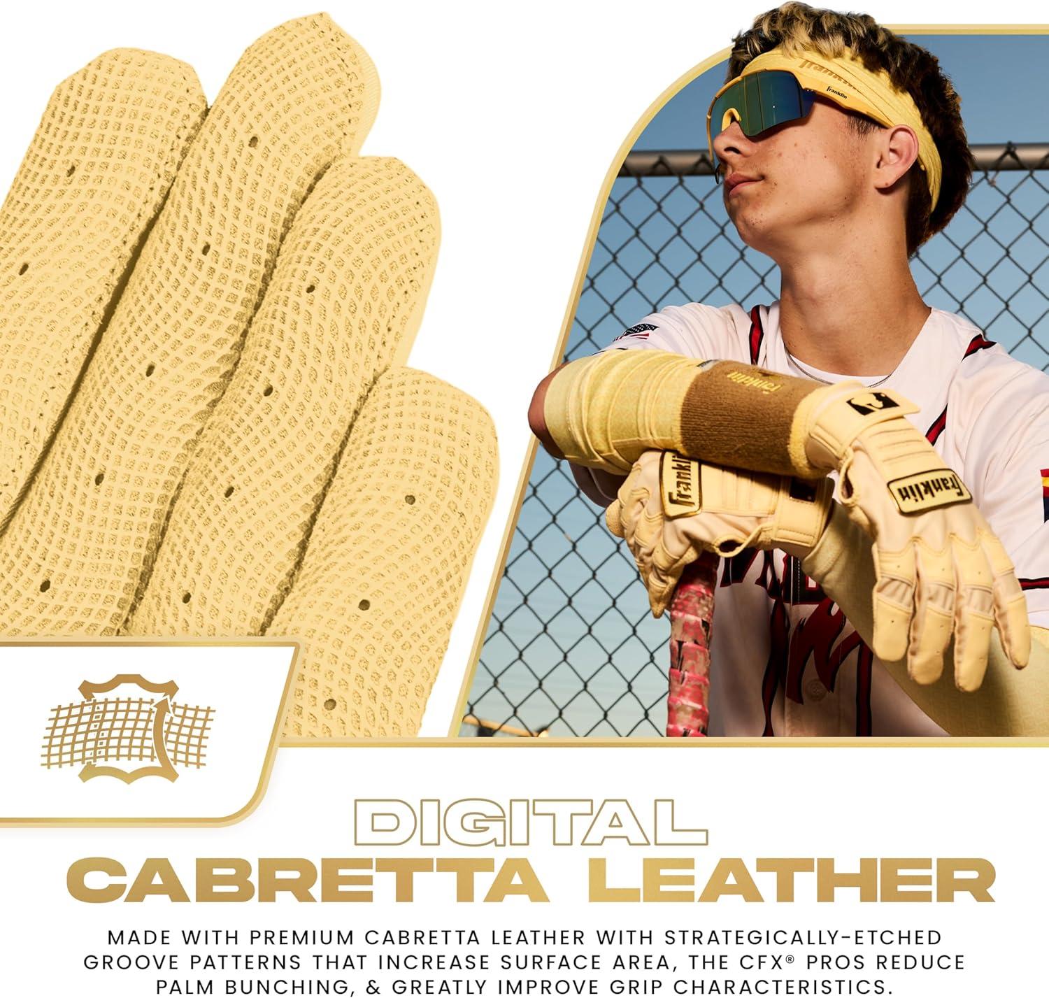 imageFranklin Sports MLB Baseball Batting Gloves  CFX Pro Adult  Youth  Baseball  Softball  Multiple Sizes  ColorsVanillaGold
