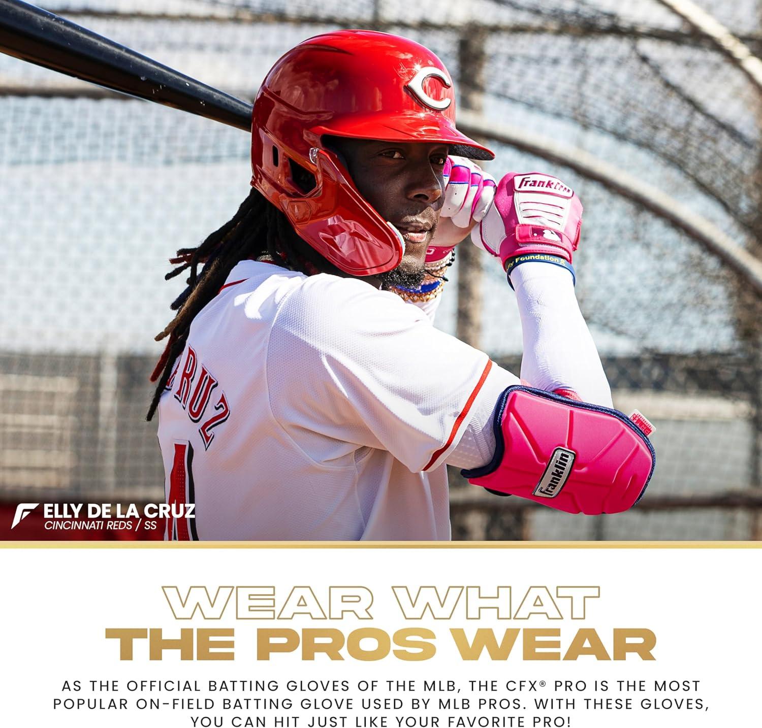 imageFranklin Sports MLB Baseball Batting Gloves  CFX Pro Adult  Youth  Baseball  Softball  Multiple Sizes  ColorsVanillaGold