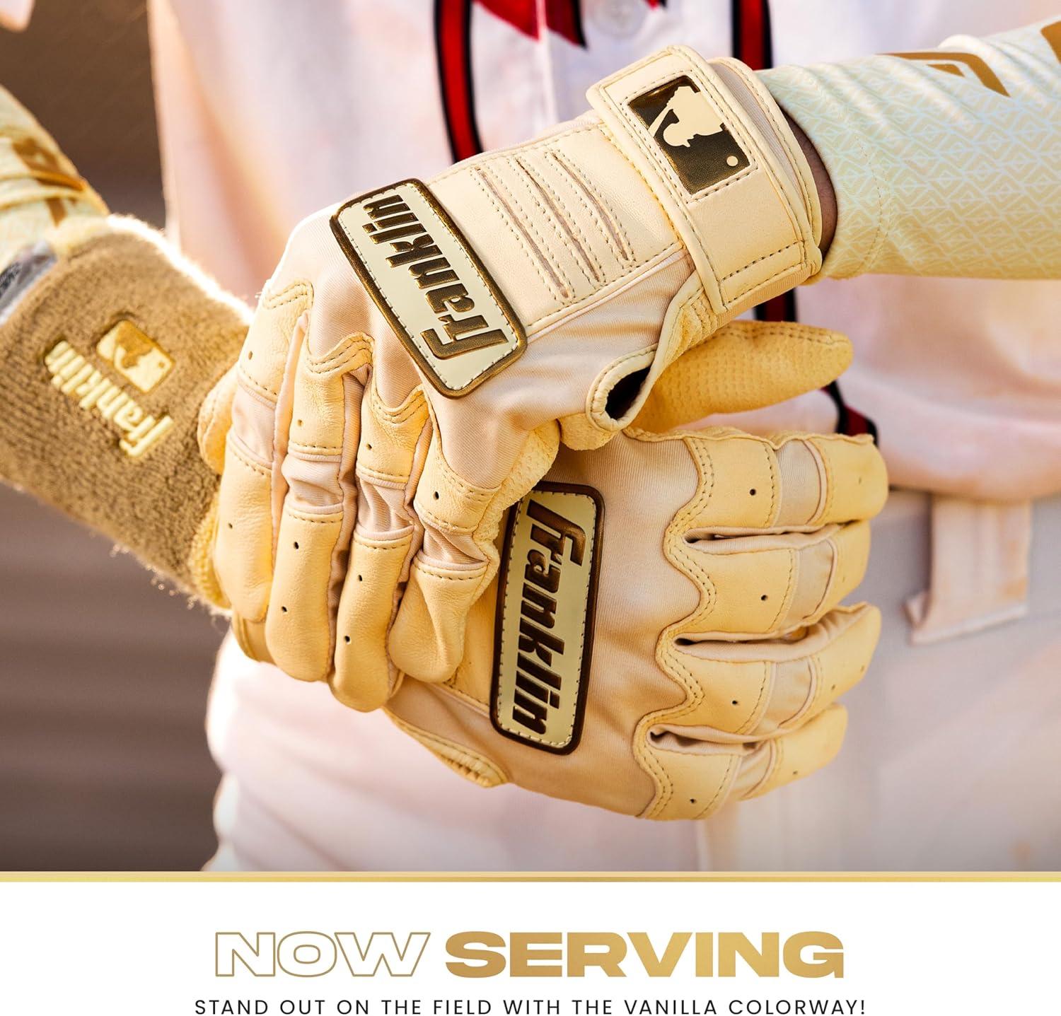 imageFranklin Sports MLB Baseball Batting Gloves  CFX Pro Adult  Youth  Baseball  Softball  Multiple Sizes  ColorsVanillaGold