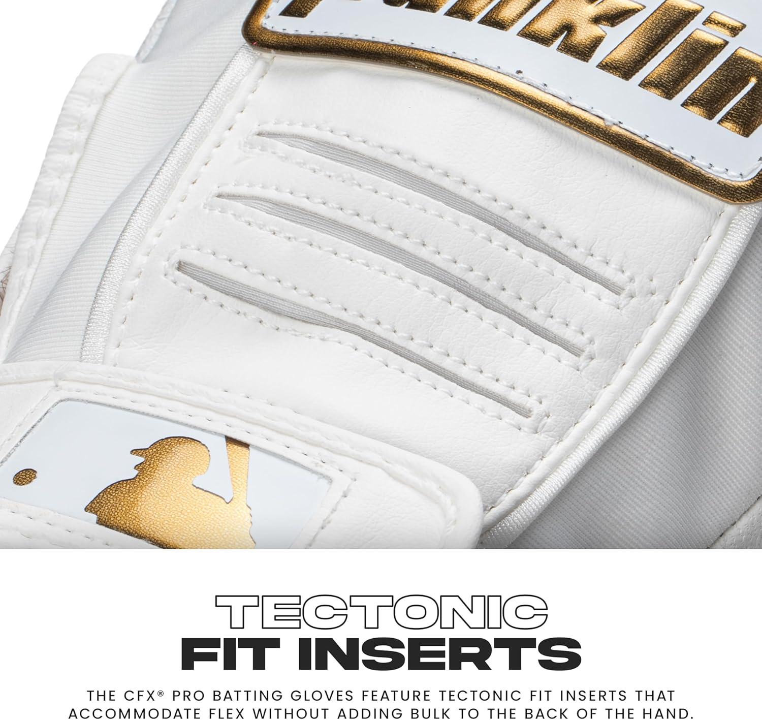 imageFranklin Sports MLB Baseball Batting Gloves  CFX Pro Adult  Youth  Baseball  Softball  Multiple Sizes  ColorsWhiteGold