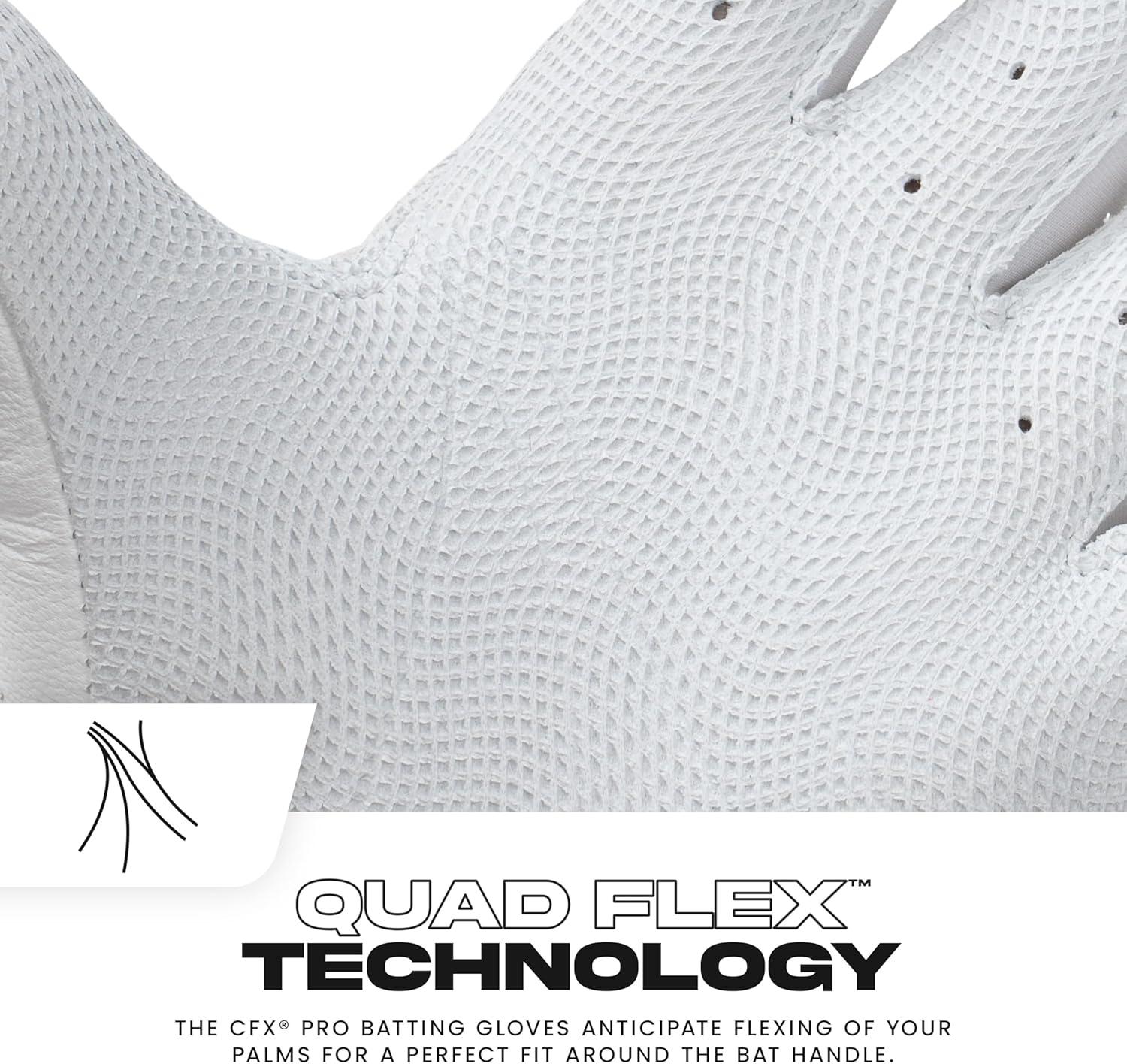 imageFranklin Sports MLB Baseball Batting Gloves  CFX Pro Adult  Youth  Baseball  Softball  Multiple Sizes  ColorsWhiteGold