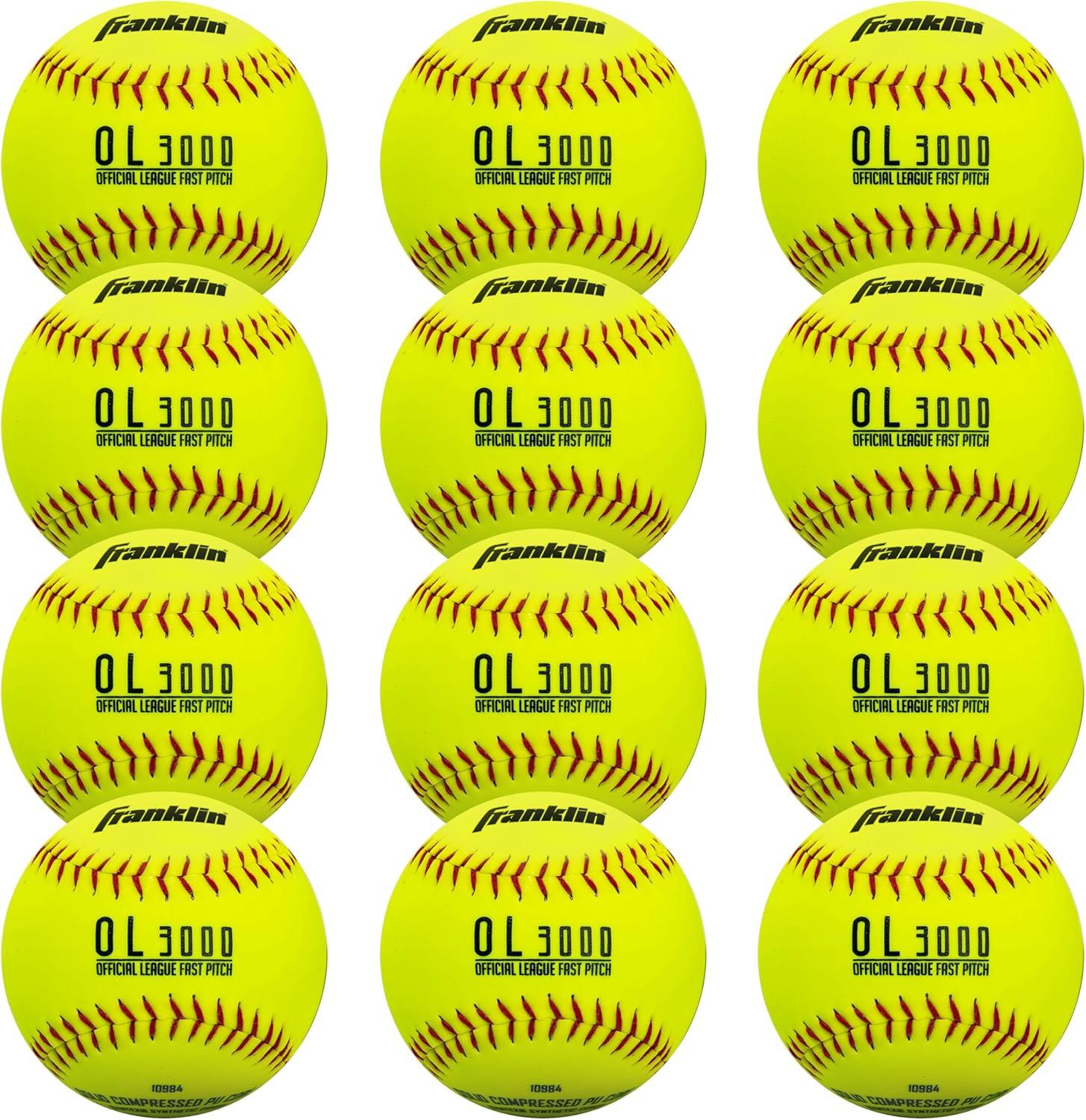 imageFranklin Sports Official Game Softballs OL3000 Fastpitch 12quot Inch Yellow Softballs Official Size Weight Tournament Balls for Practice Games 1 Softball12Inch