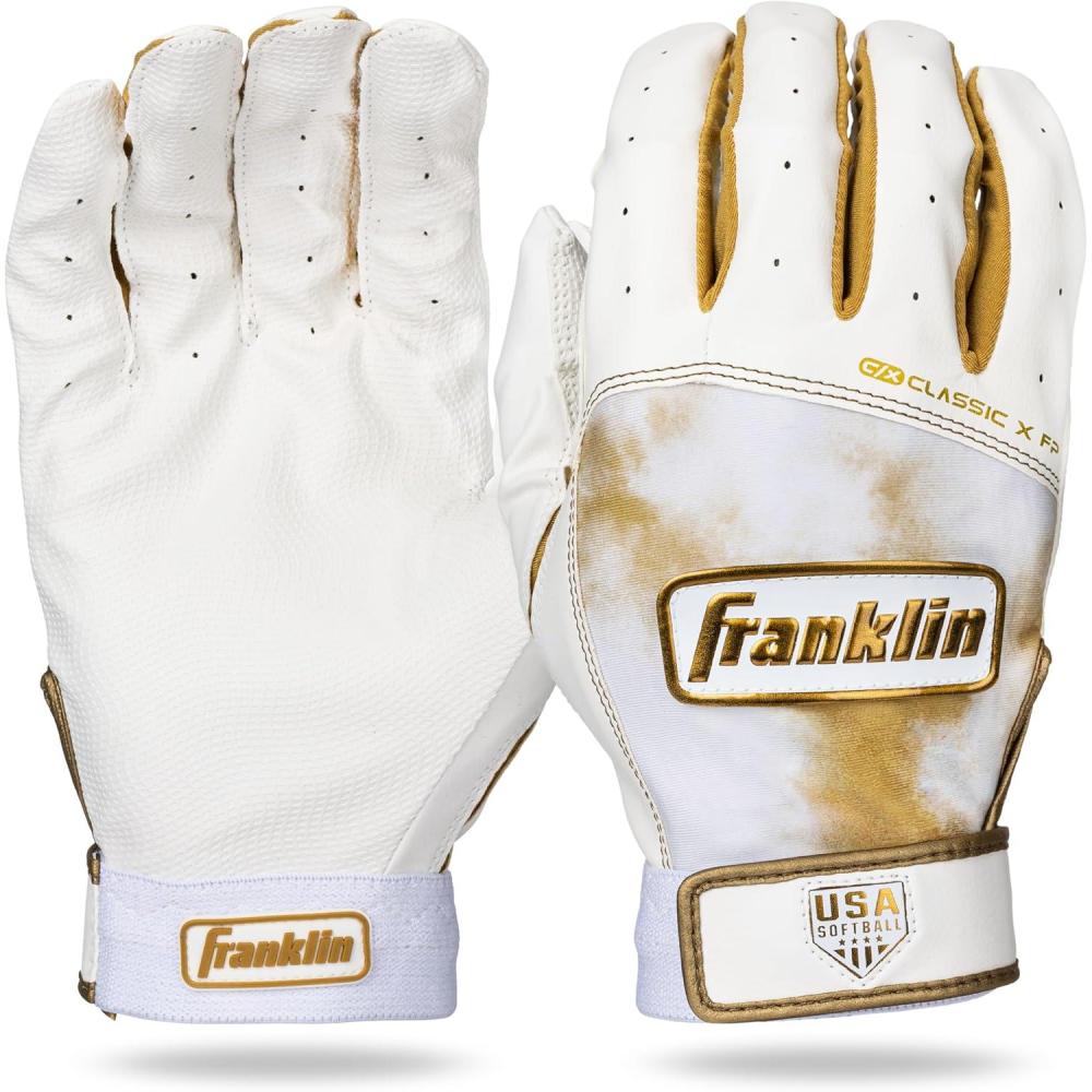 imageFranklin Sports Classic X Fast Pitch Batting GlovesWhiteGold