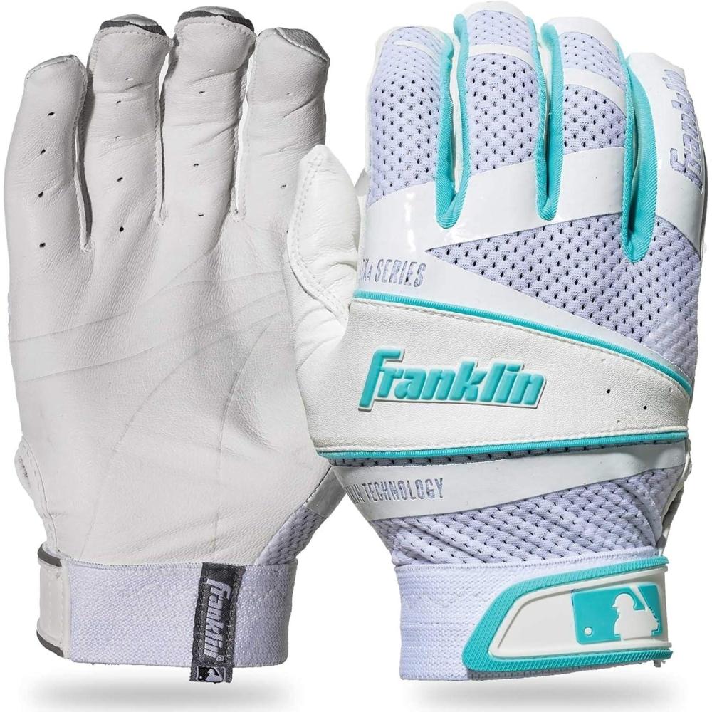 imageFranklin Sports Fastpitch Freeflex Series Softball Batting GlovesWhiteTiffany Blue