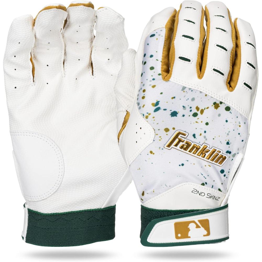 imageFranklin Sports MLB 2nd Skinz Batting Gloves  Adult ampamp Youth Baseball ampamp Softball  Mens ampamp Kids Teeball ampamp Softball Gloves  Multiple Sizes ampamp Colors AvailableWhiteForest Green