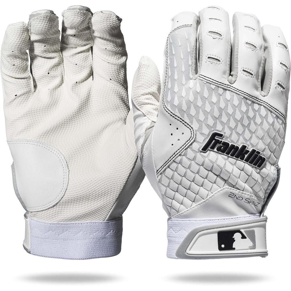 imageFranklin Sports MLB 2nd Skinz Batting Gloves Adult ampamp Youth Baseball ampamp Softball Mens ampamp Kids Teeball ampamp Softball Gloves Multiple Sizes ampamp Colors AvailableWhiteWhite