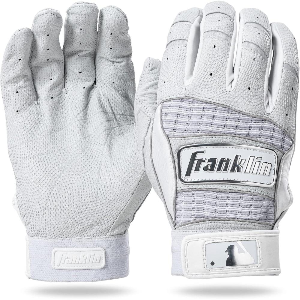 imageFranklin Sports MLB Batting Gloves  Neo Classic II  Adult Batting Gloves Pair  Baseball  SoftballPearlWhite Chrome