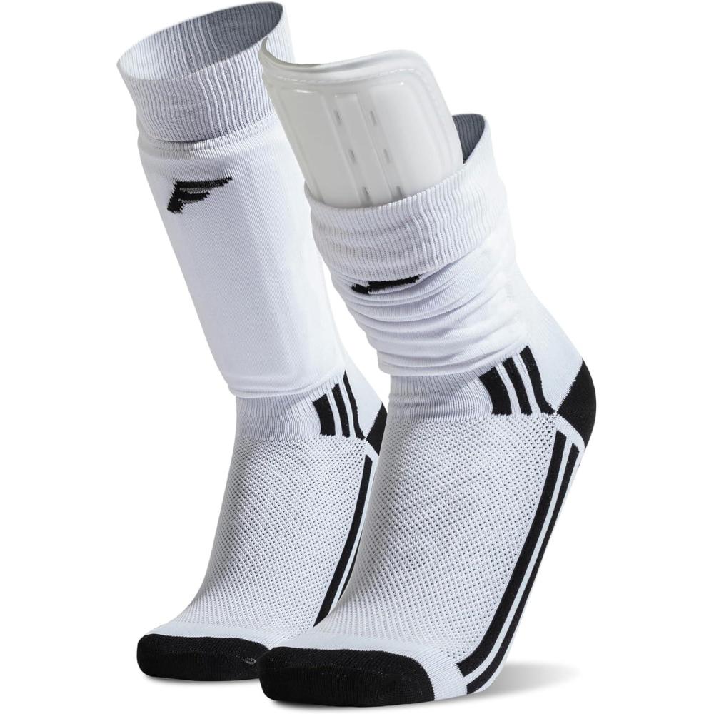 imageFranklin Sports Youth Adult Soccer Shin Guard Socks BuiltIn Shin Guards Black or White Assorted Colors May VaryBlackWhiteGray