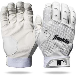 Franklin Sports MLB 2nd Skinz Batting Gloves – Adult & Youth Baseball & Softball – Men’s & Kids Teeball & Softball Gloves – Multiple Sizes & Colors Available(White/White)