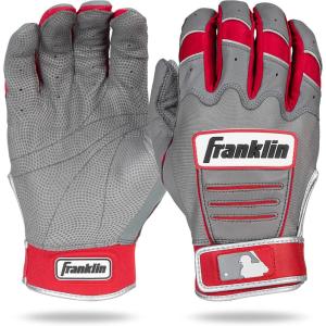 Franklin Sports MLB Baseball Batting Gloves – CFX Pro Adult + Youth – Baseball + Softball – Multiple Sizes + Colors(Grey/Red)