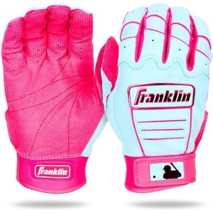 Franklin Sports MLB Baseball Batting Gloves – CFX Pro Adult + Youth – Baseball + Softball – Multiple Sizes + Colors(Pink/Carolina Blue)