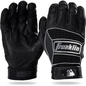 Franklin Sports MLB Batting Gloves – Neo Classic II – Adult Batting Gloves Pair – Baseball + Softball(Black/Silver Chrome)