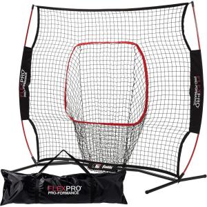 Franklin Sports MLB Flexpro Baseball + Softball Net – 7′ x 7′ & 5′ x 5′ Travel Training Nets for Batting Practice, Pitching + Hitting(7′ x 7′)