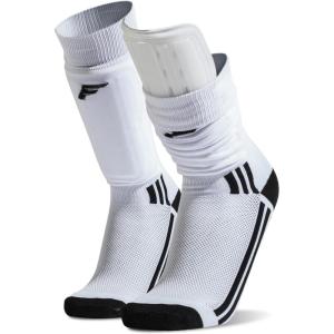 Franklin Sports Youth + Adult Soccer Shin Guard Socks – Built-In Shin Guards – Black or White – Assorted Colors May Vary(Black/White/Gray)