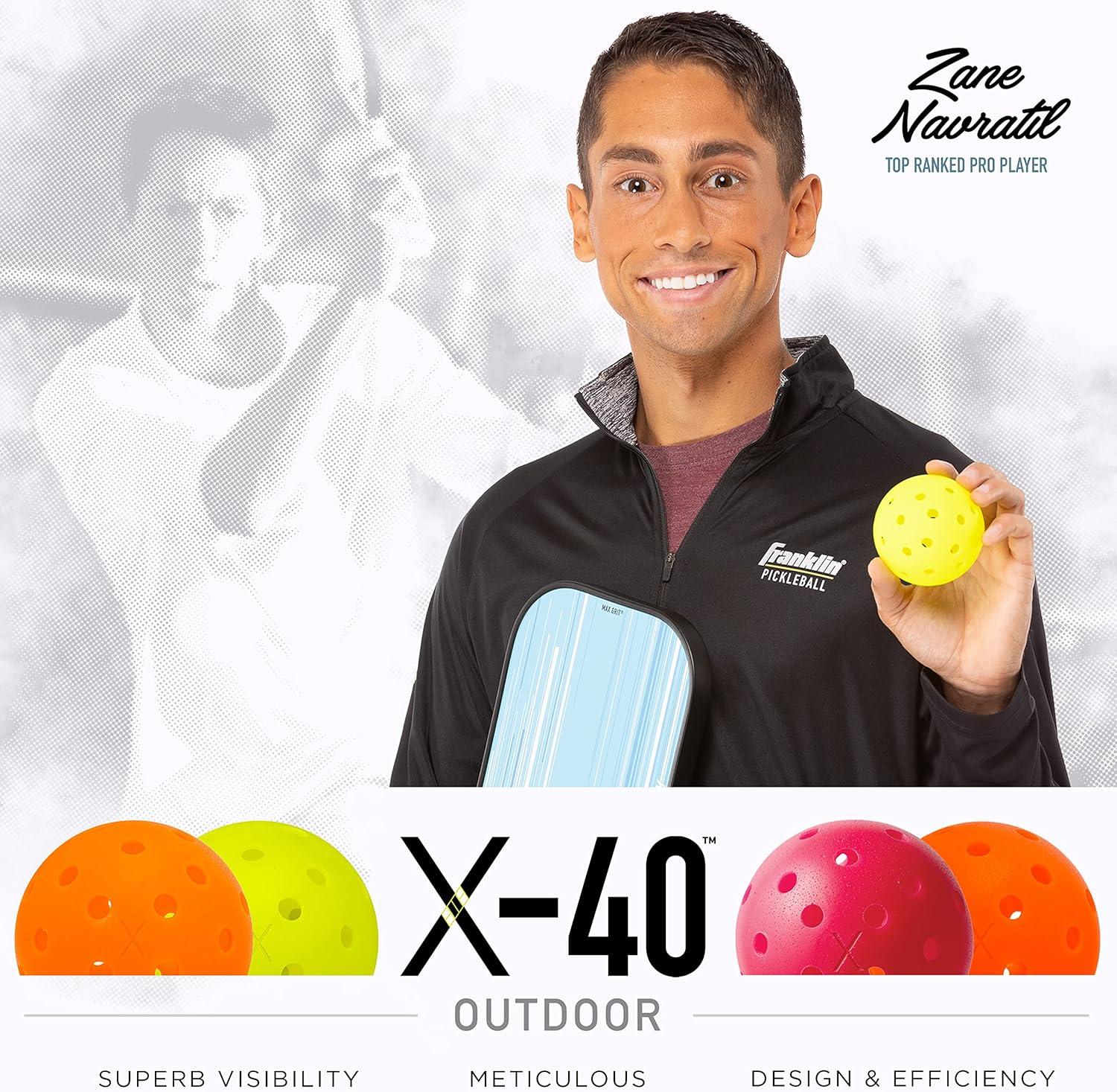 imageFranklin Sports 2 Paddle and 4 X40 Outdoor Pickleball Set Polypropylene Core Fiberglass Surface