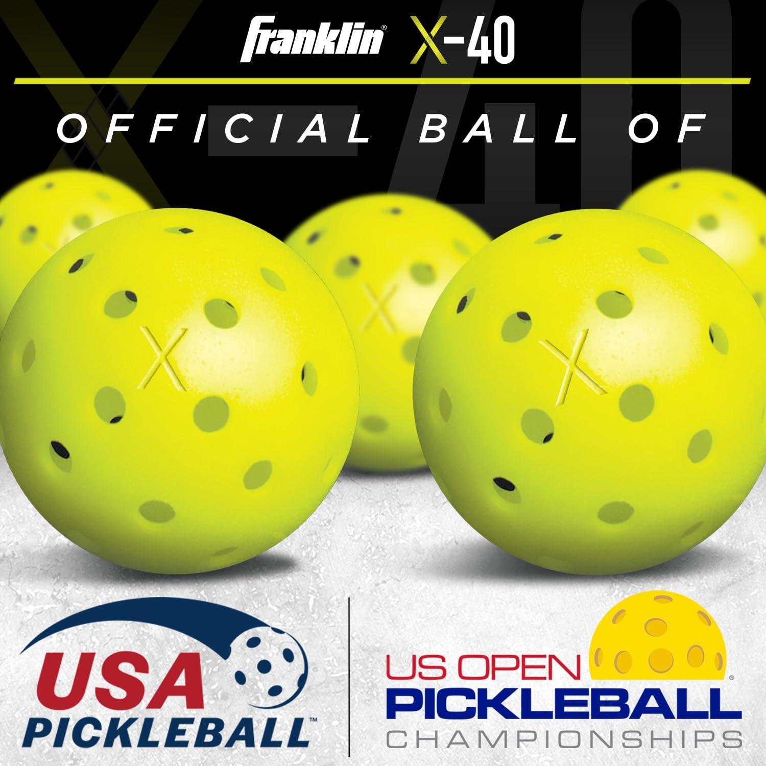imageFranklin Sports 2 Paddle and 4 X40 Outdoor Pickleball Set Polypropylene Core Fiberglass Surface