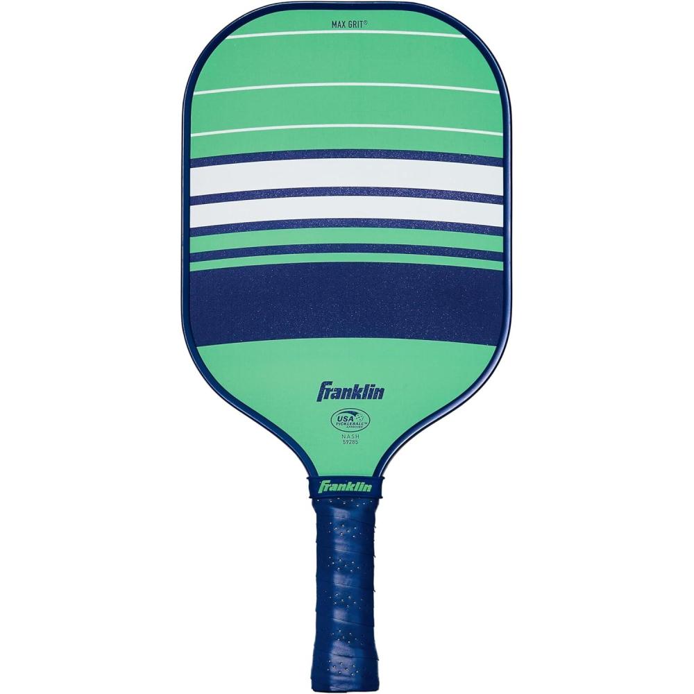 imageFranklin Sports Pickleball Paddle  Max Grit Fiberglass Surface  Polypropylene Core Pickleball Paddle  USA Pickleball USAP Approved  YellowBlueBlue Multi