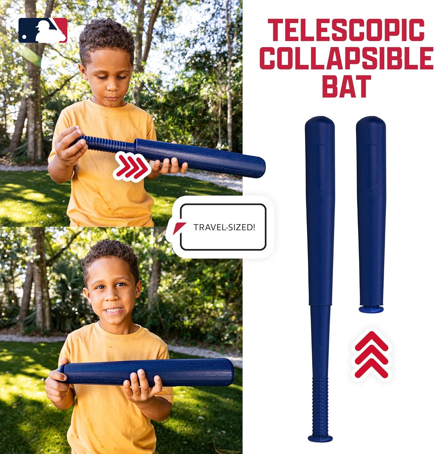imageFranklin Sports Kids Baseball Pitching Machine Pop A Pitch Batting Machine with Youth Bat 3 Plastic Balls Boys Girls Toy
