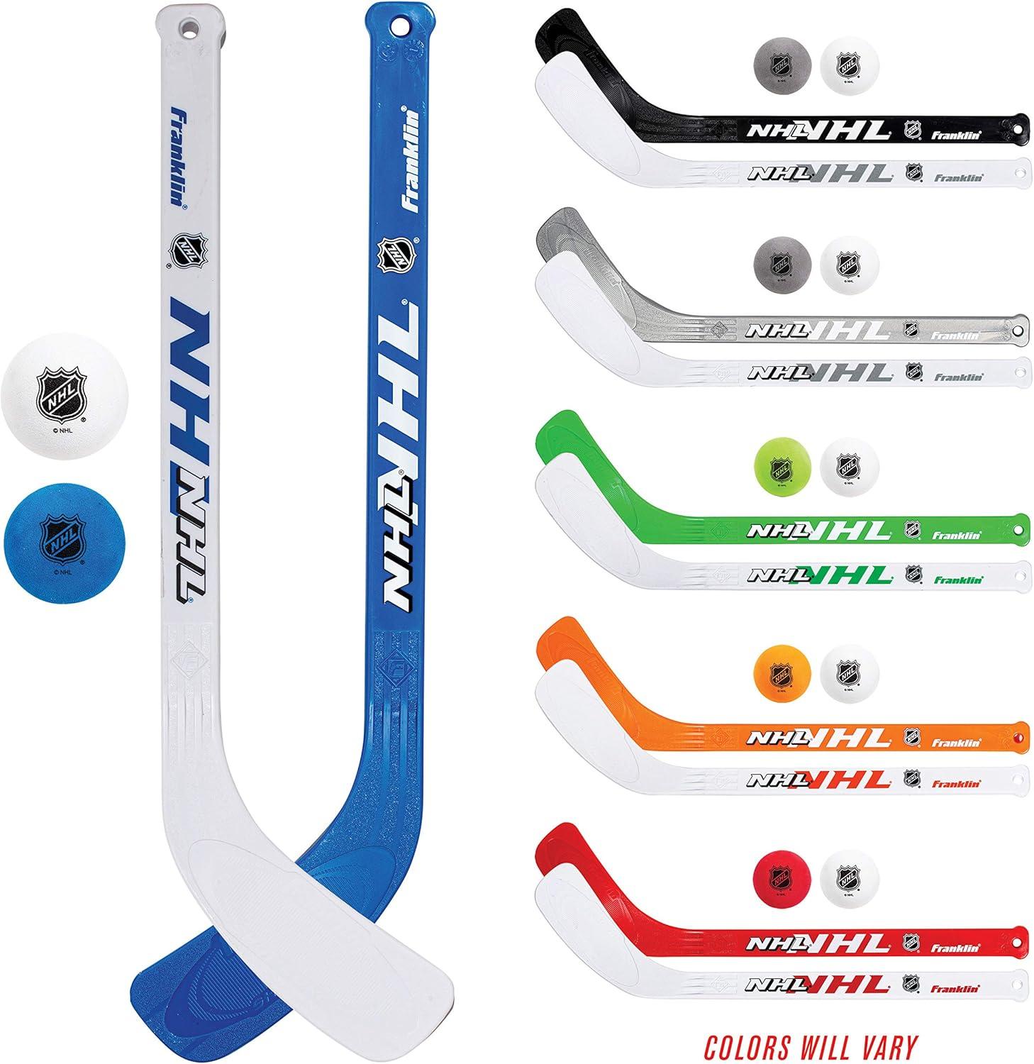 imageFranklin Sports NHL Mini Hockey Stick and Ball Set Kids Indoor Knee Hockey Game Set Includes 2 Mini Sticks and 2 Foam Balls