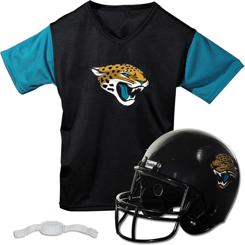 imageFranklin Sports NFL Kids Helmet  Jersey Sets  Youth NFL Team Uniform Sets  Costume Set  Helmet Jersey  ChinstrapMediumJacksonville Jaguars