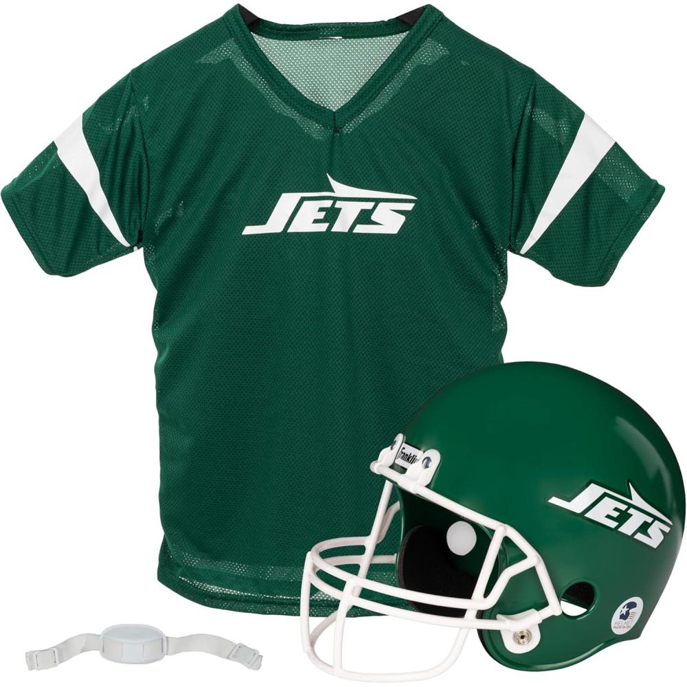 imageFranklin Sports NFL Kids Helmet  Jersey Sets  Youth NFL Team Uniform Sets  Costume Set  Helmet Jersey  ChinstrapMediumNew York Jets 2