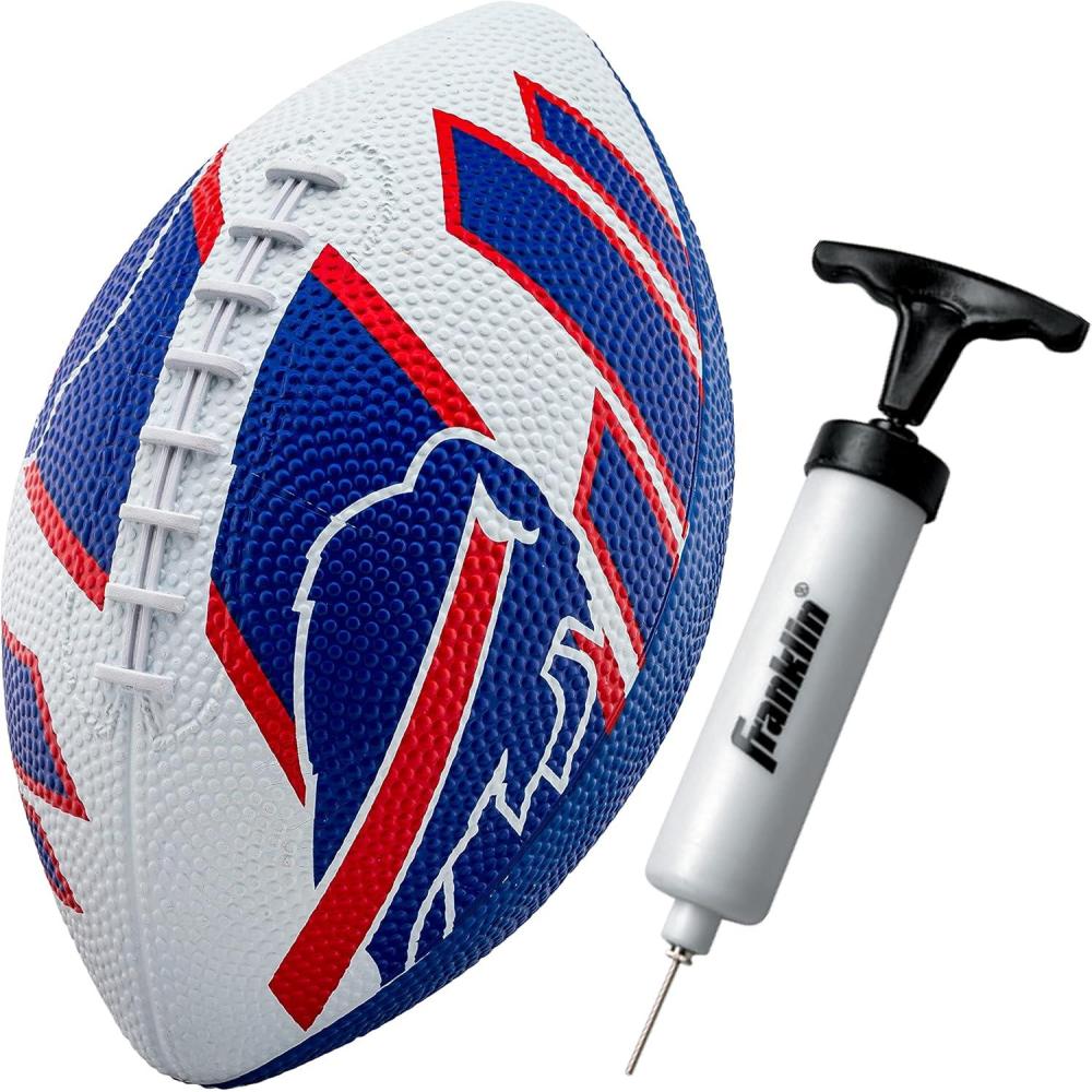 imageFranklin Sports NFL Team Footballs Rubber Youth Mini Balls for All Teams Kids 85quot Football Air Pump Sets Official NFL LicensedBuffalo Bills