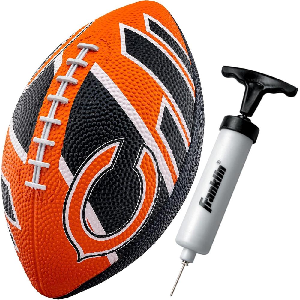 imageFranklin Sports NFL Team Footballs Rubber Youth Mini Balls for All Teams Kids 85quot Football Air Pump Sets Official NFL LicensedChicago Bears