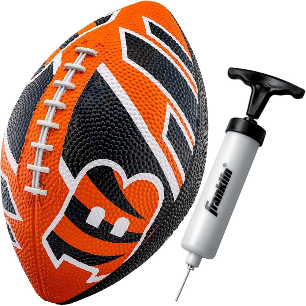 imageFranklin Sports NFL Team Footballs Rubber Youth Mini Balls for All Teams Kids 85quot Football Air Pump Sets Official NFL LicensedCincinnati Bengals